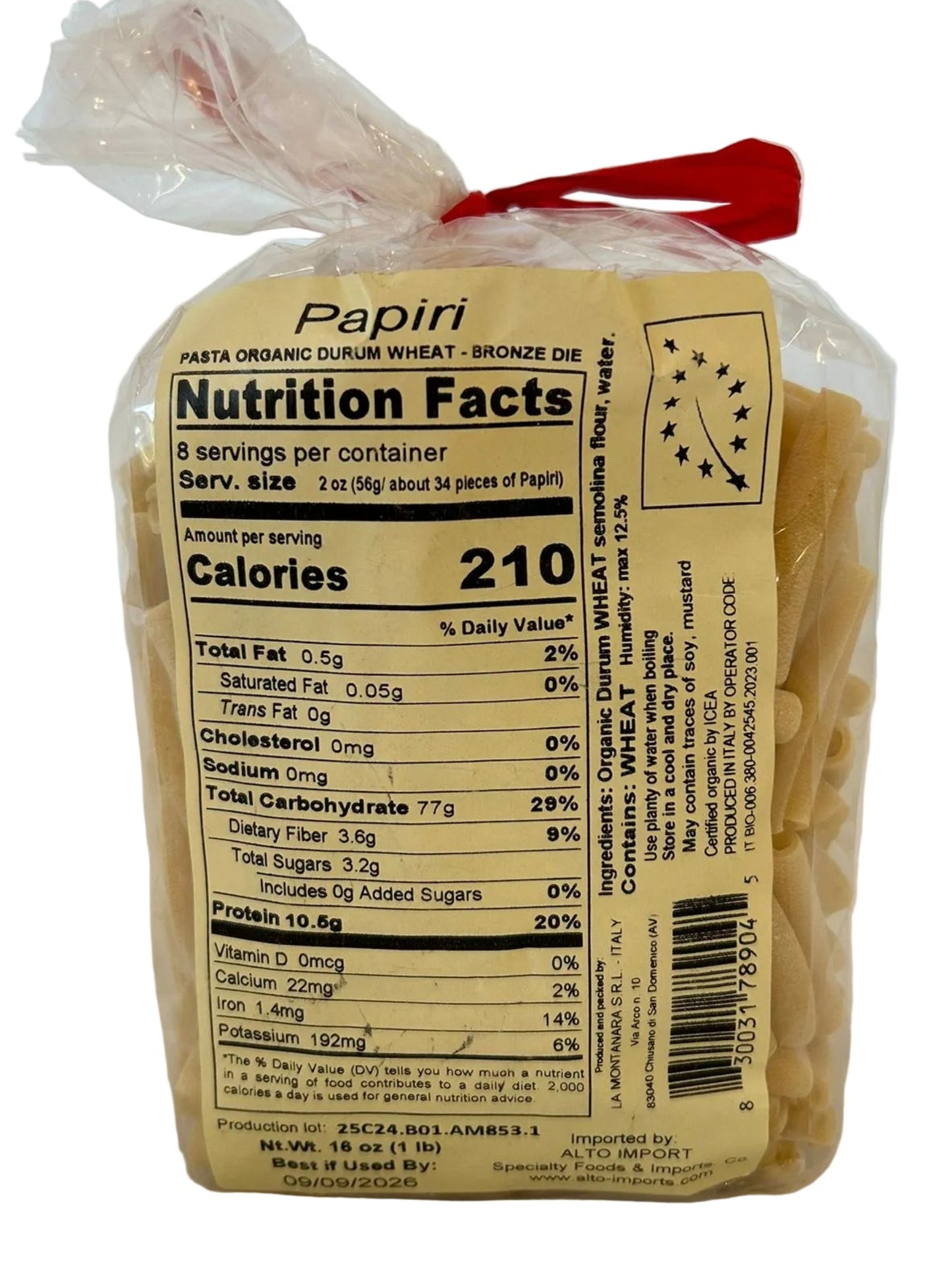 Alto Papiri 500g – Organic Bronze-Cut Italian Pasta