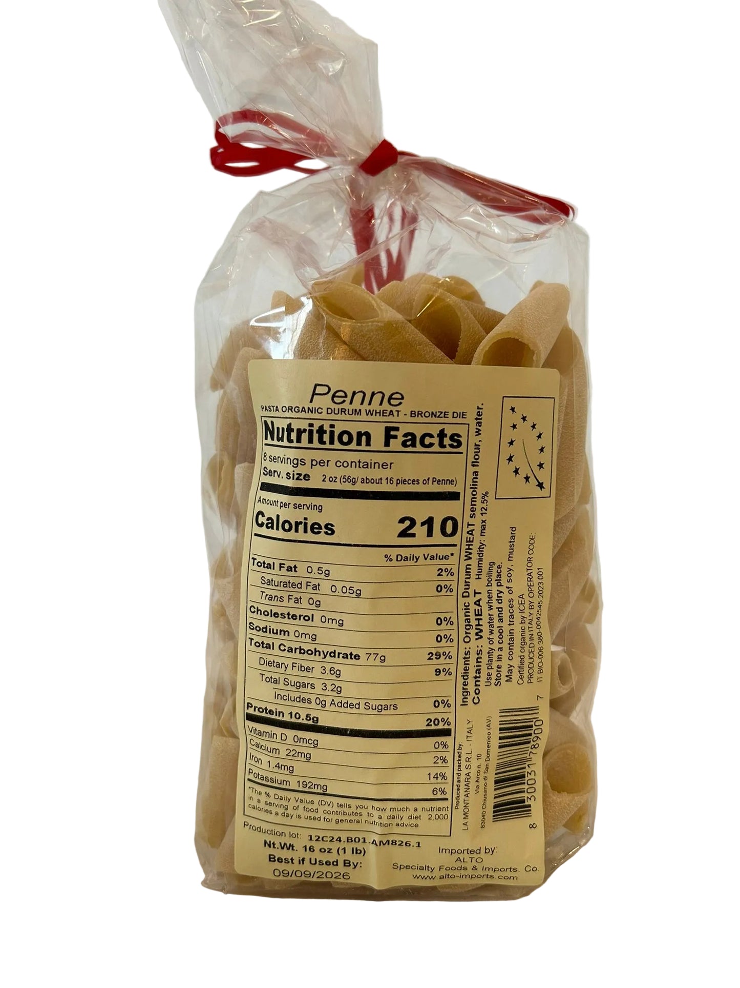 Alto Penne Lisce 500g – Organic Bronze-Cut Italian Pasta