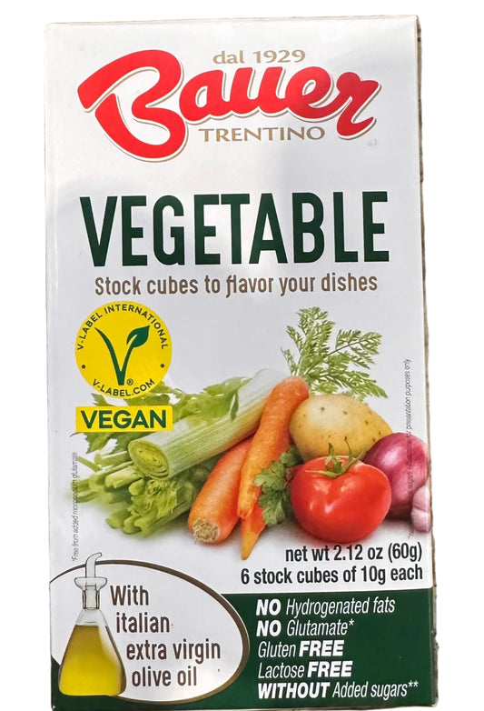 Bauer Italian Vegetable Stock Cubes (6 x 10g) – Broth Cubes with Extra Virgin Olive Oil