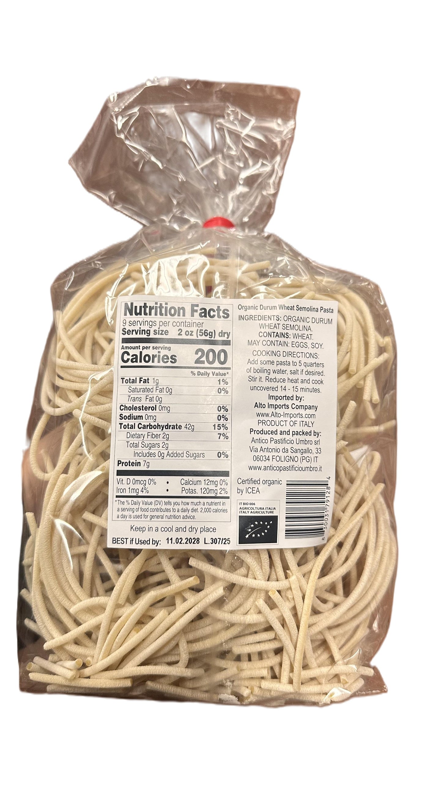 Alto Pici Toscane 500G – Organic Semolina Pasta