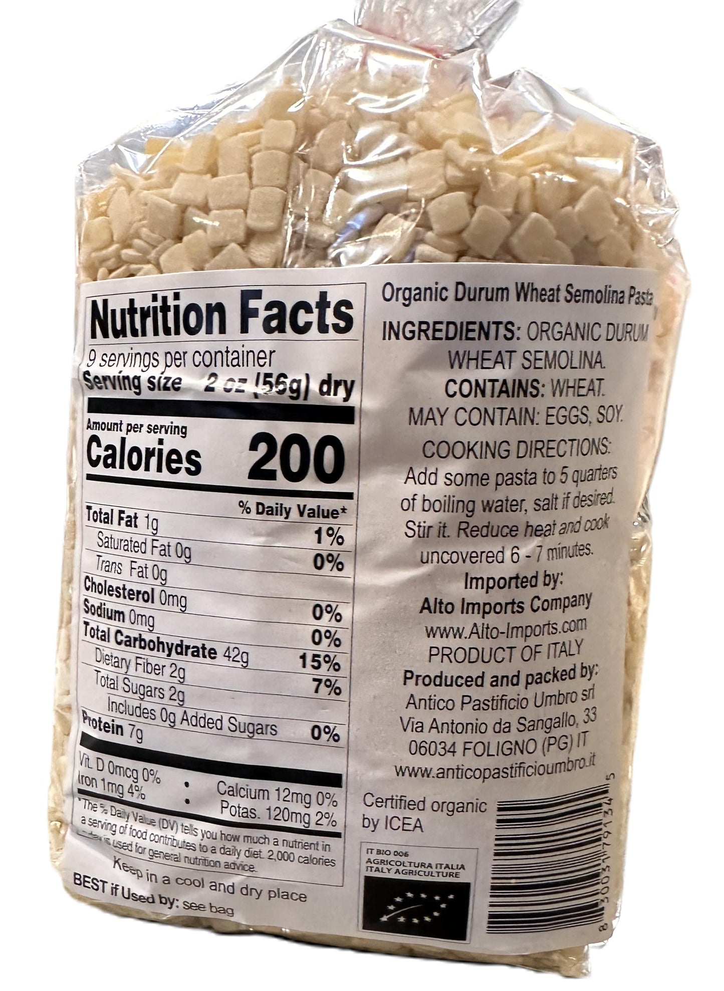 Alto Quadrucci Pastina 500G – Organic Semolina Pasta