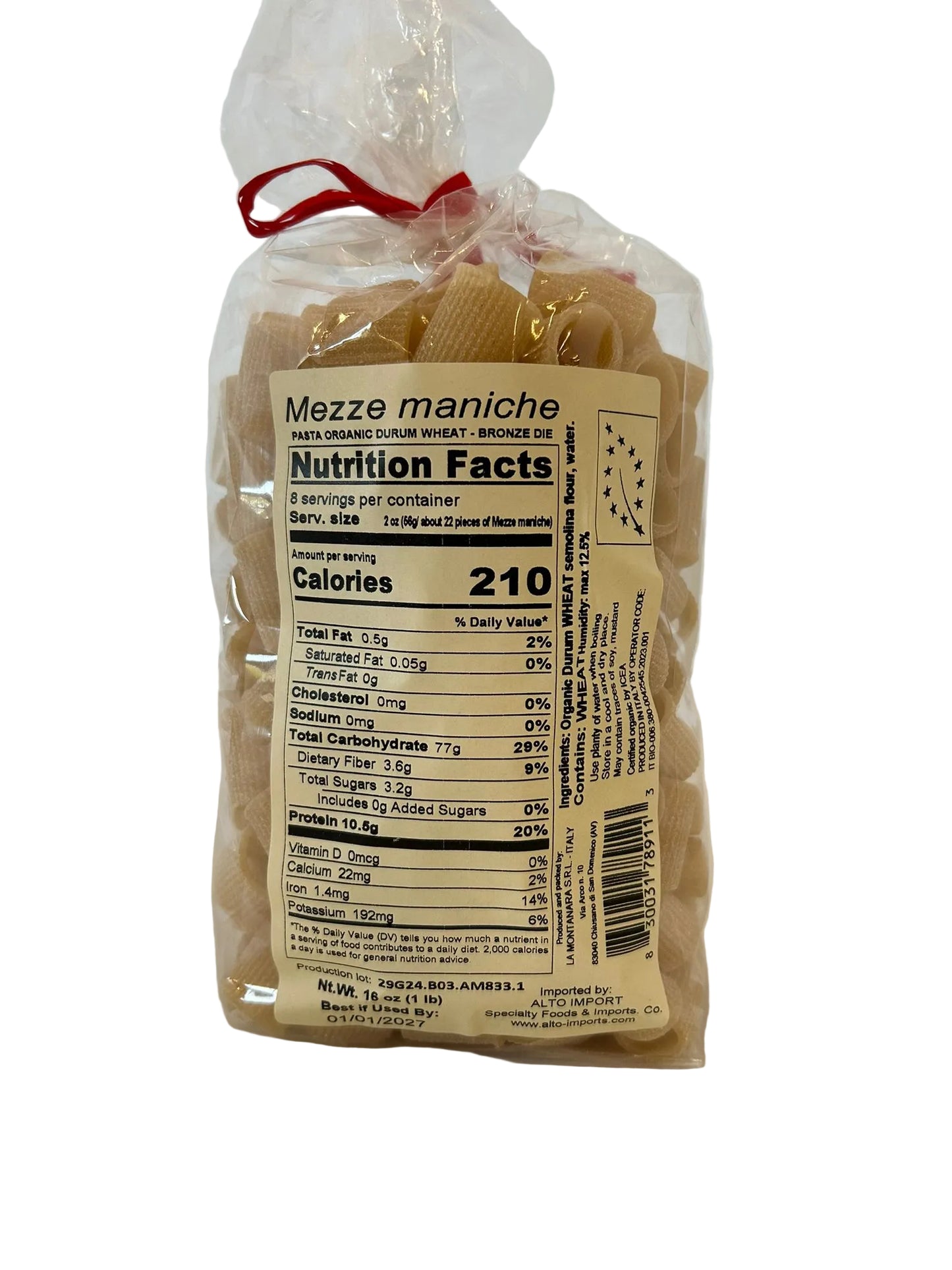 Alto Mezze Maniche 500g – Organic Bronze-Cut Italian Pasta