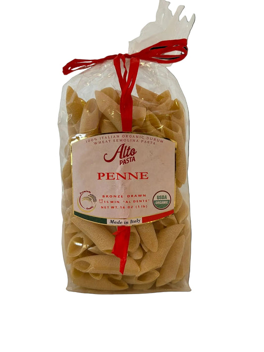 Alto Organic Penne Rigate – Bronze Cut Italian Pasta (1.1 lb)