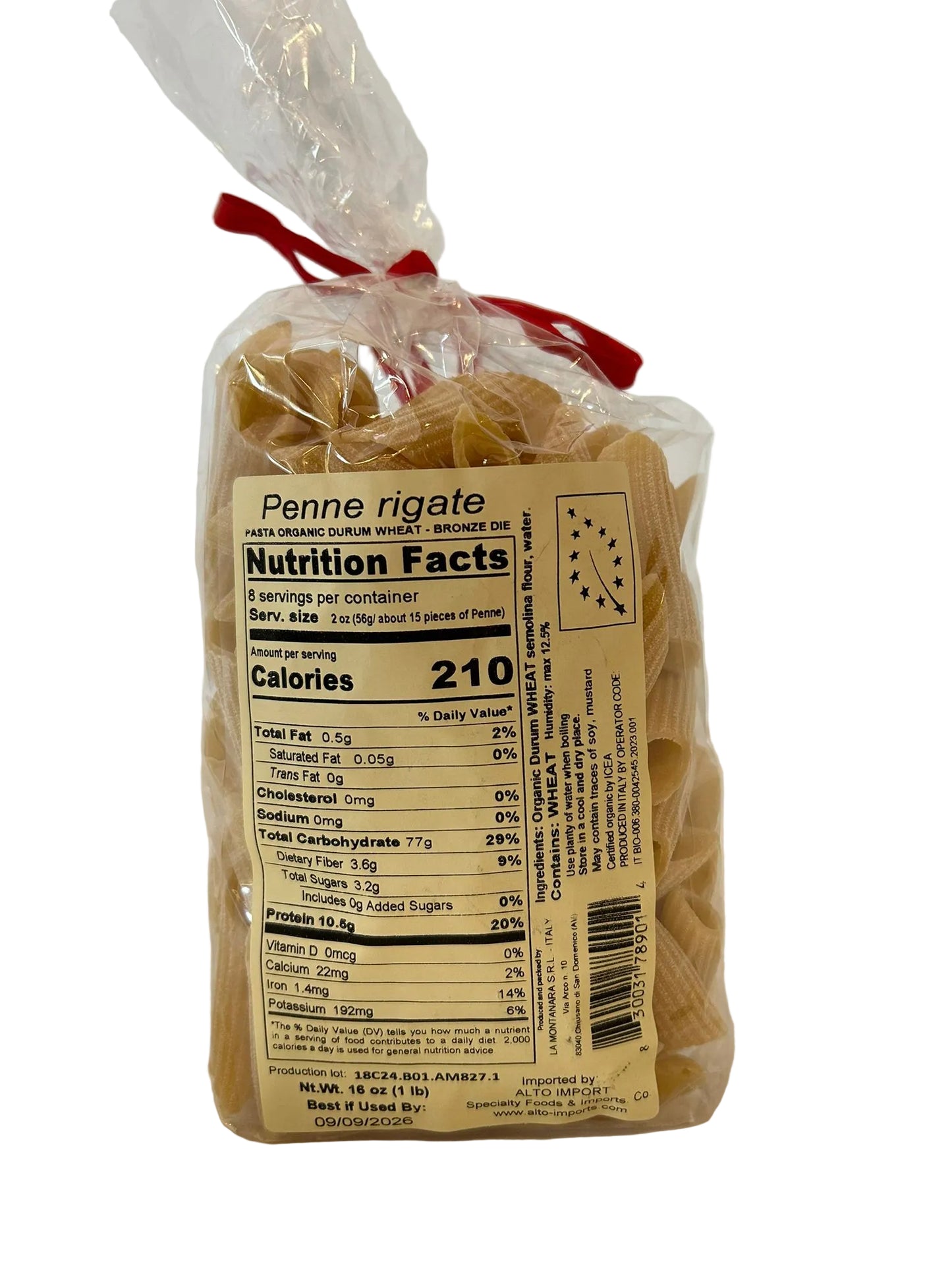 Alto Penne Rigate 500g – Organic Bronze-Cut Italian Pasta
